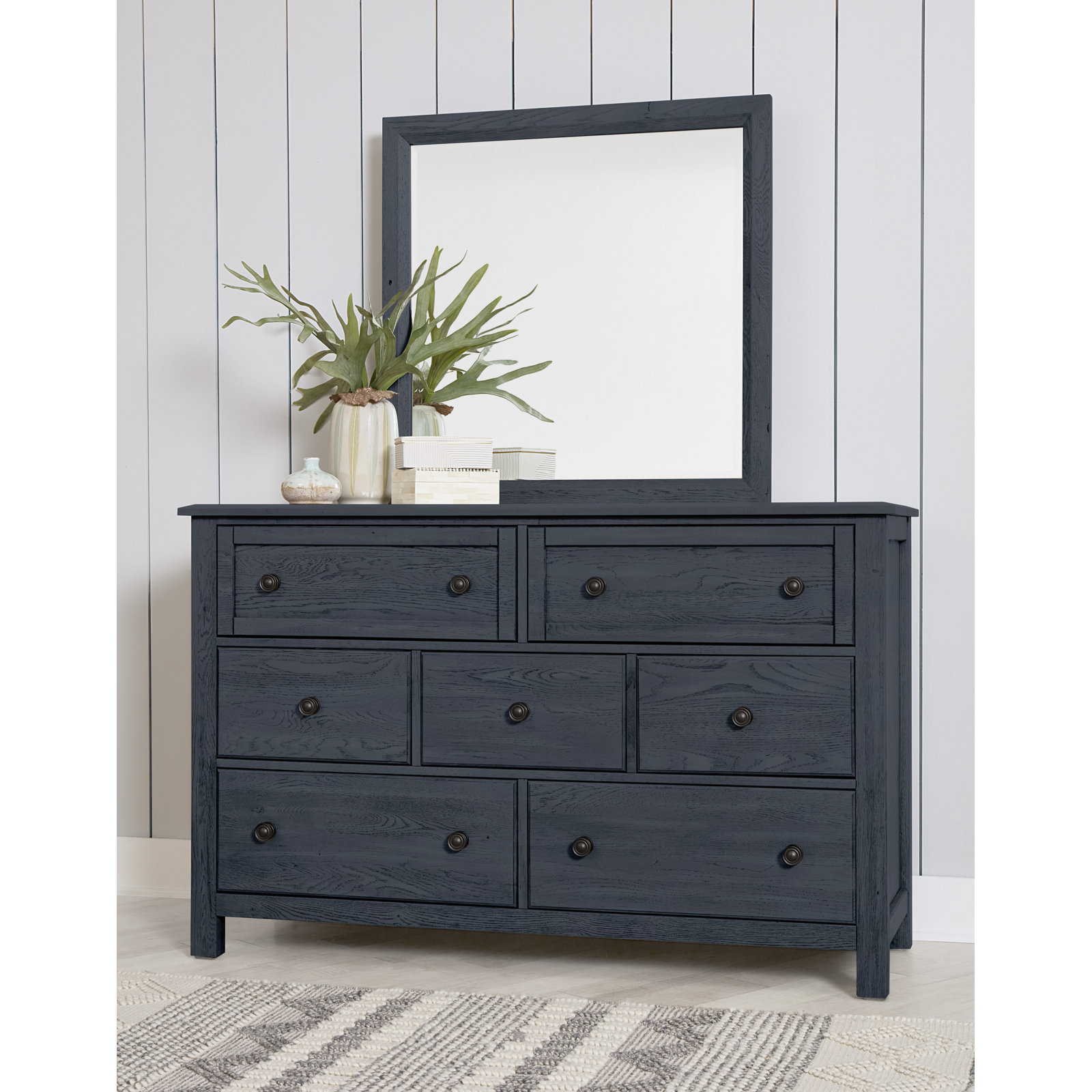Lewin 60" Oak 7-Drawer Dresser, Indigo