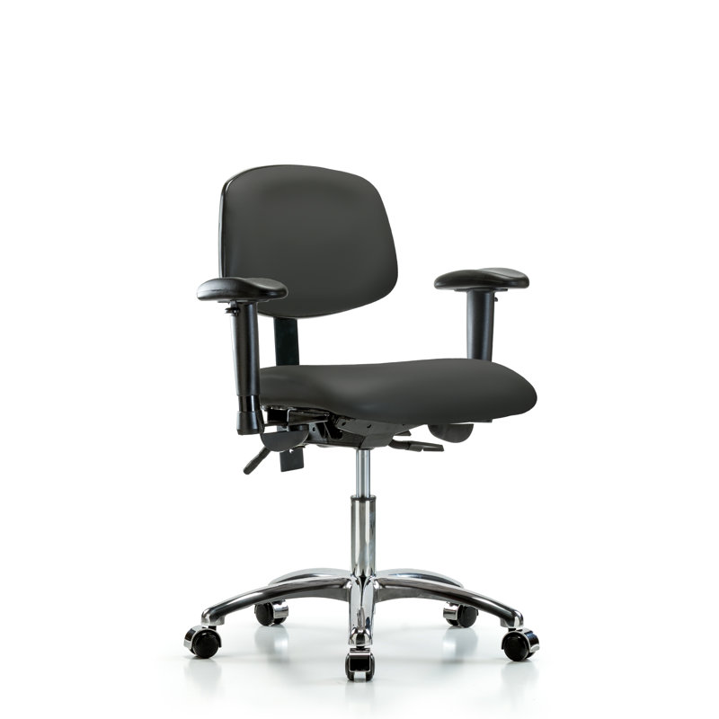 Julian Vinyl Task Chair, Casters, Charcoal, Not Included