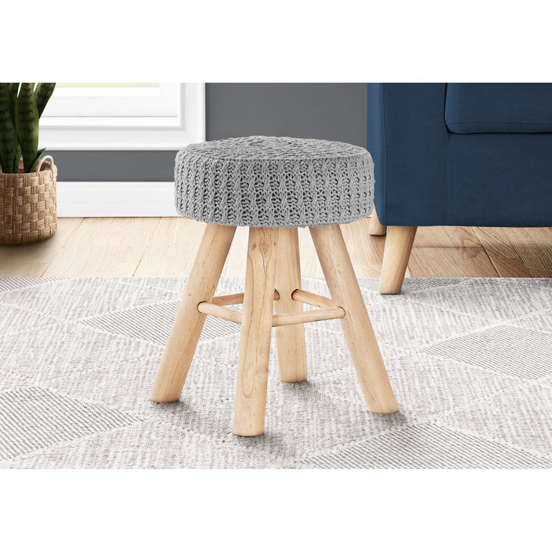 Repose-pieds gris élégant avec pieds en bois naturel avec cadre en velours profond de 12,07 pouces