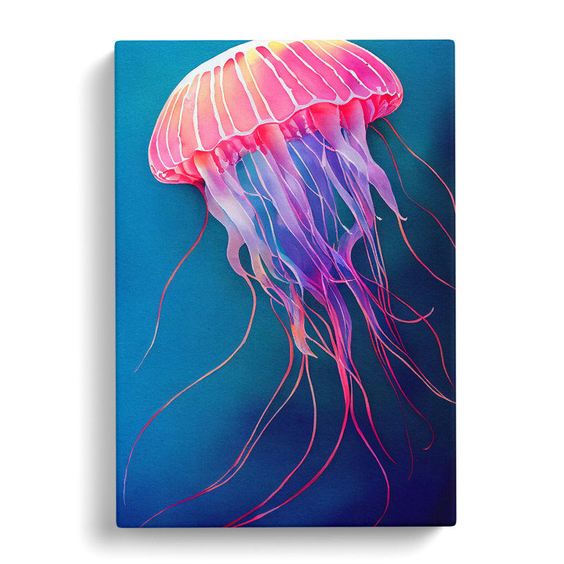Watercolour Jellyfish - Wrapped Canvas, 76cm H x 50cm W x 3cm D