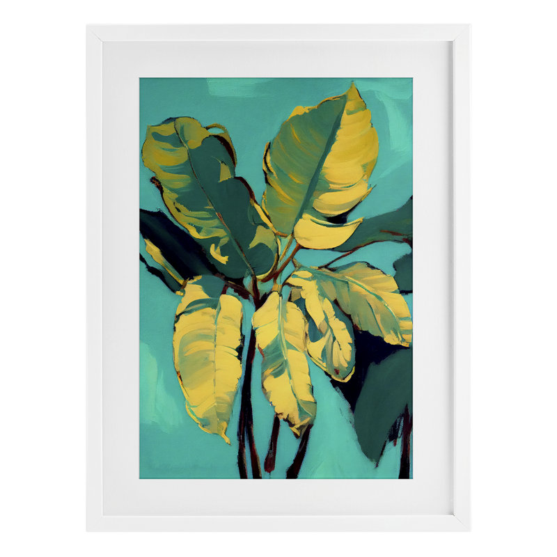 «Organic Banana Leaves», reproduction encadrée sous verre, design par 1x, H 23 po x l 17 po, Cadre blanc côtier