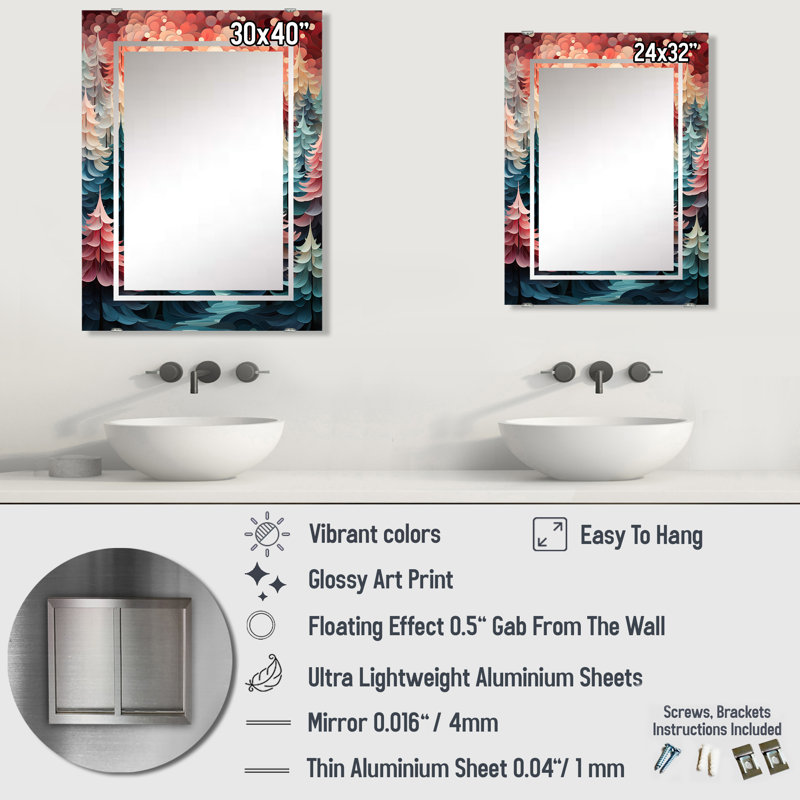Dala - Miroir mural décoratif pin d'arbre MIR141376, 32 po x 24 po