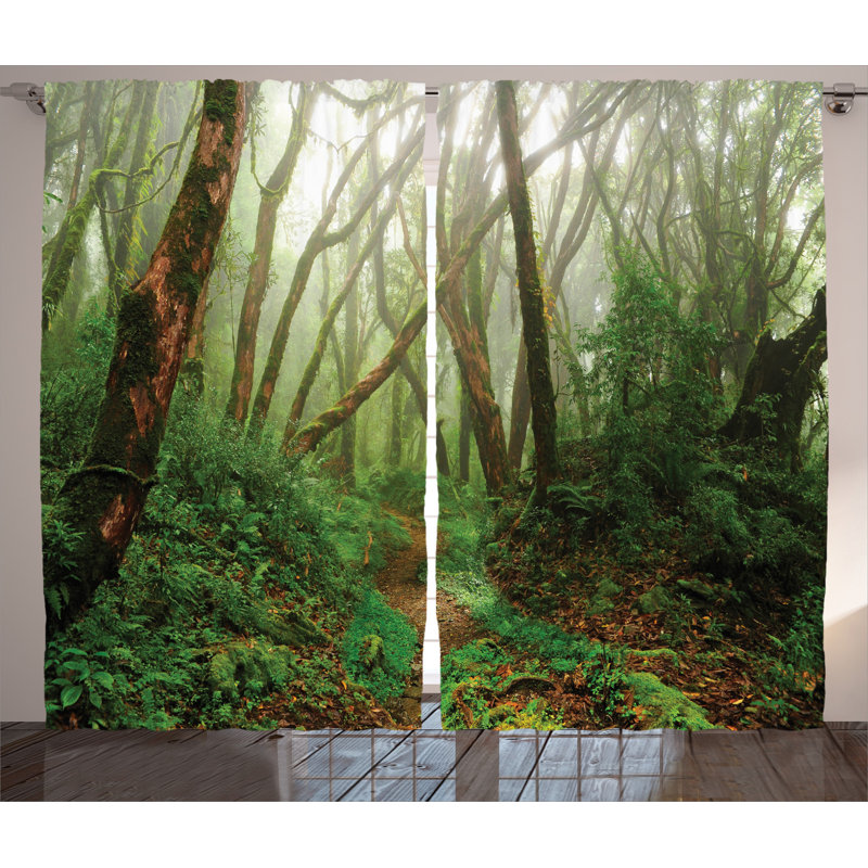 Forest Semi-Sheer Rod Pocket Curtain Panels, 54" x 84"