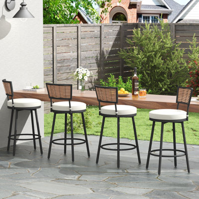 Swivel Outdoor Bar&Counter Stool with Cushion(Set of 4)