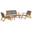 Set Of 3 Teak Acacia Wood, Rope W122xd78xh73 Cm-418813037