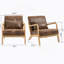 Chaise d'appoint Mid-Century moderne avec structure en bois, chaises de salon rembourrées avec coussin de taille, fauteuil de lecture pour véranda de chambre à coucher-1953144091-1953144094