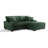 3 - Piece Upholstered Green Faux Rabbit Fur Flannel Modular Sectional Sofa with Throw Pillows & Removable Ottomans-2100778611