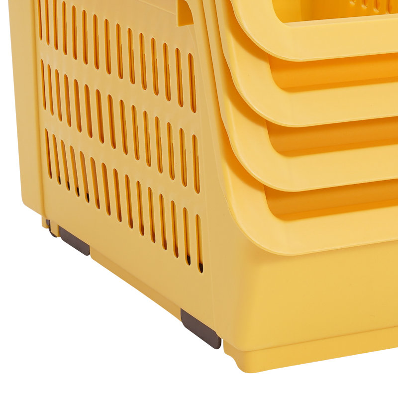 Panier de rangement empilable 9,5 "4PCS, Jaune