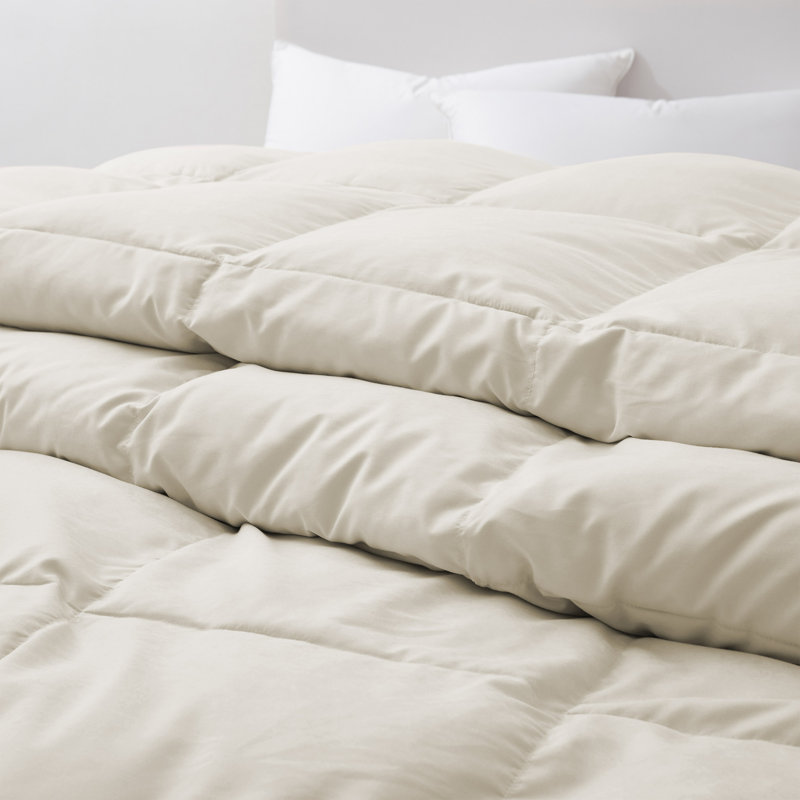 600 Fill Power Goose Down and Feather All Season Comforter Duvet Insert, King, Cream