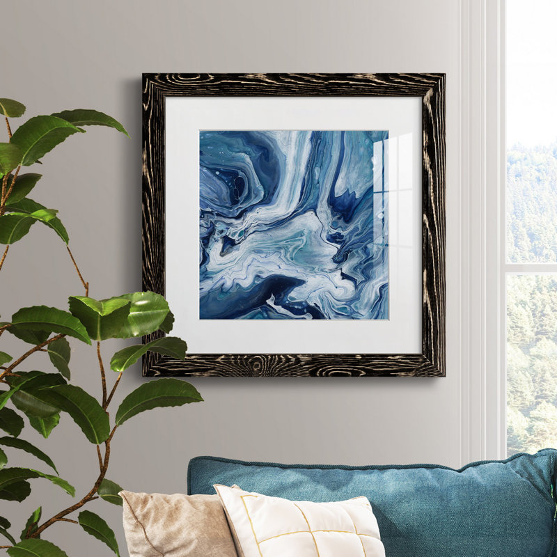 Arranging Sea Glass - peinture encadrée, Cadre noir, H 27,5 po x l 27,5 po x P 1,5 po