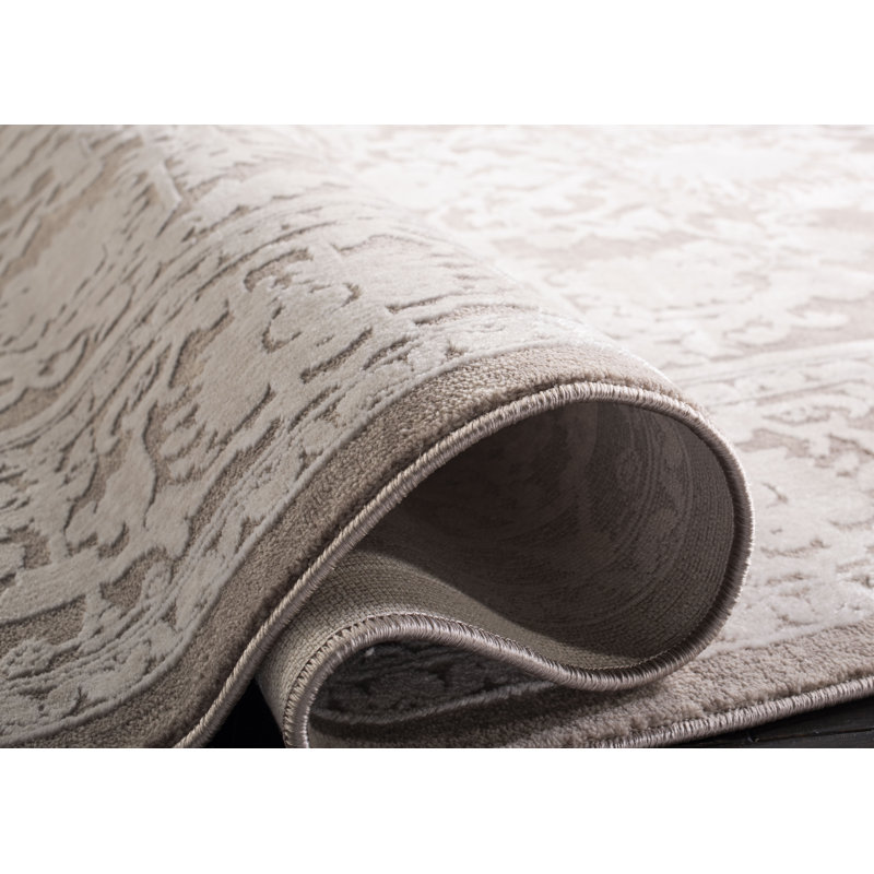 Tapis beige / crème Calidia, Rond 5 pi