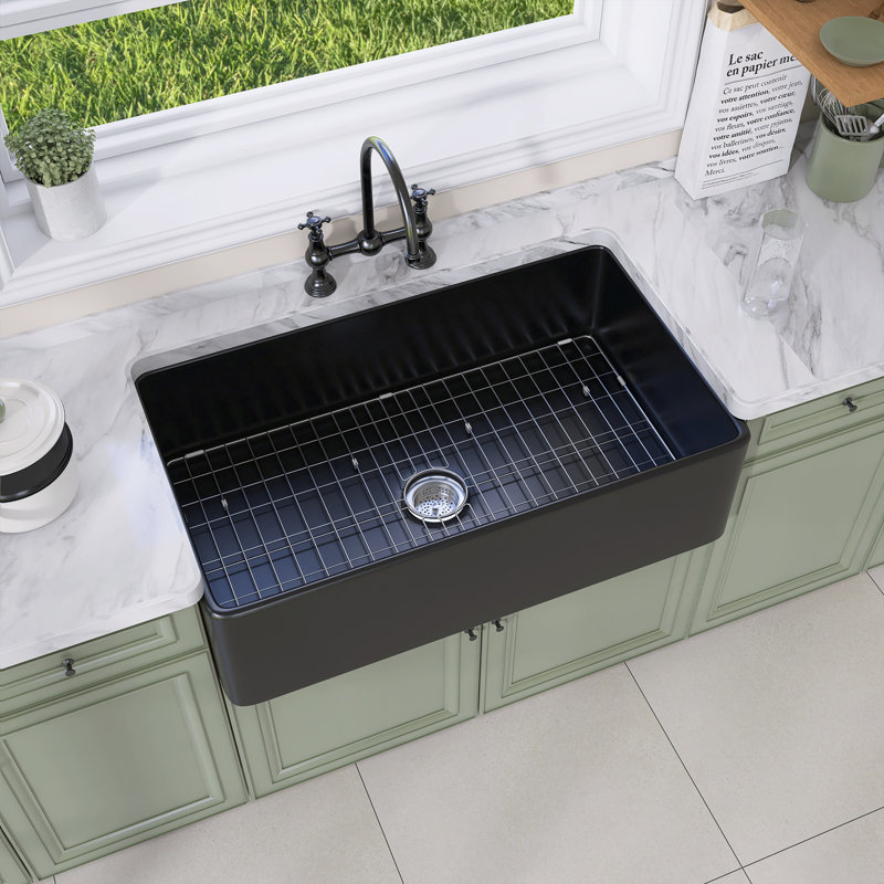 Évier de cuisine à cuve simple à tablier frontal avec évier de ferme 36 po Luxe