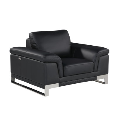 Chaise noire en cuir véritable