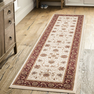 Tapis de couloir de luxe Stain, 2 pi 7 po X 9 10 po, tissé à la machine, style traditionnel orné classique, 100% polypropylène, envers en jute, idéal pour les endroits très fréquentés, fabriqué à la machine avec des motifs,