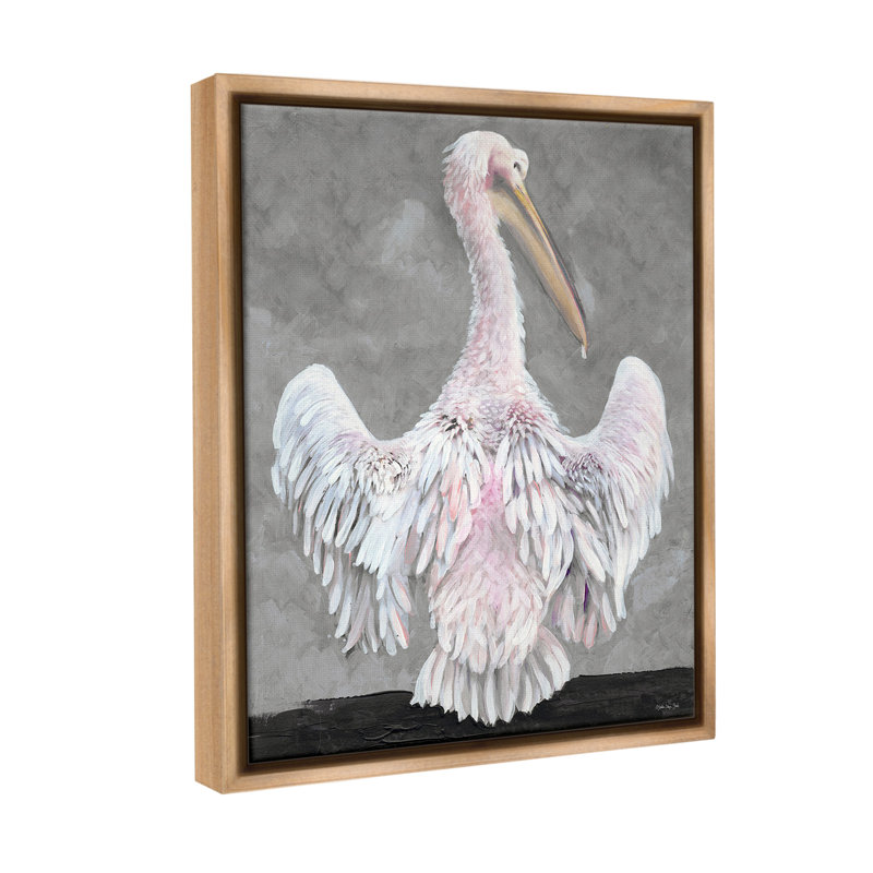 «Pelican Flapping Wings Floater Frame» par Steller Design Studio sur toile, Cadre flottant orme Montalcino, H 31 po x l 25 po
