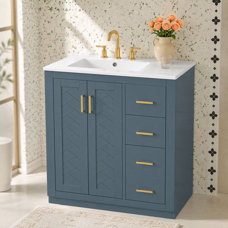 Single Bathroom Vanity with Ceramic Top