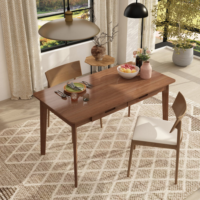 47.2" W Dining Table With 2 Drawer, Brown, Brown