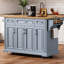 Fancy & Rustic Large Kitchen Island With Rubber Wood Drop Leaf - Embossed Texture Rolling Kitchen Cart With Ample Storage-2045043824