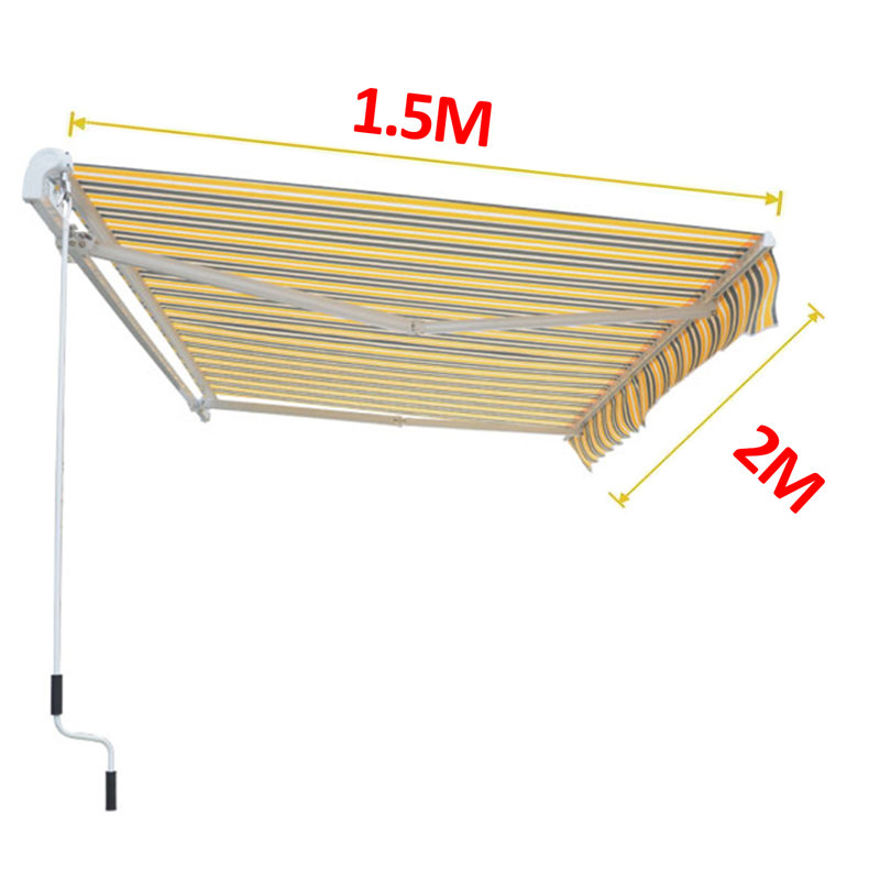 Dakota Fields 300 cm W x 250 cm D Retractable Patio Awning, 200cm W x 150cm D, Green/White