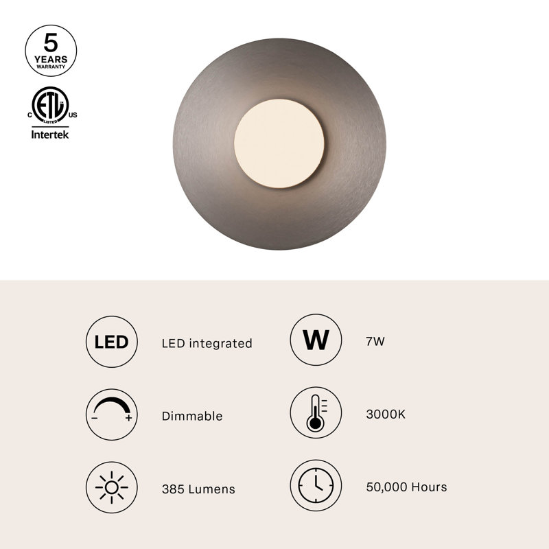 Nial 10-in Gray/Gold Dimmable LED Semi-Flush Mount