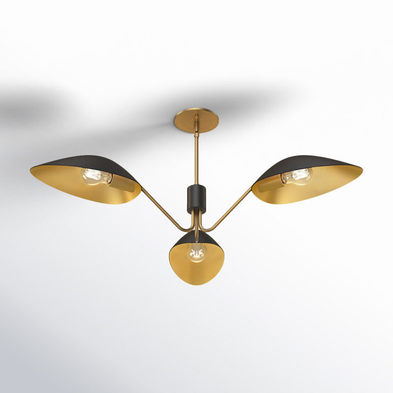 Raelle 3 - Light Unique/Statement Pendant, Aged Gold/Matte Black