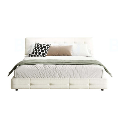 Très grande base de lit en chenille avec tête de lit capitonnée