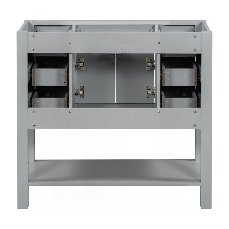 Armoire de salle de bain moderne avec portes à fermeture en douceur et plusieurs tiroirs pour un rangement efficace