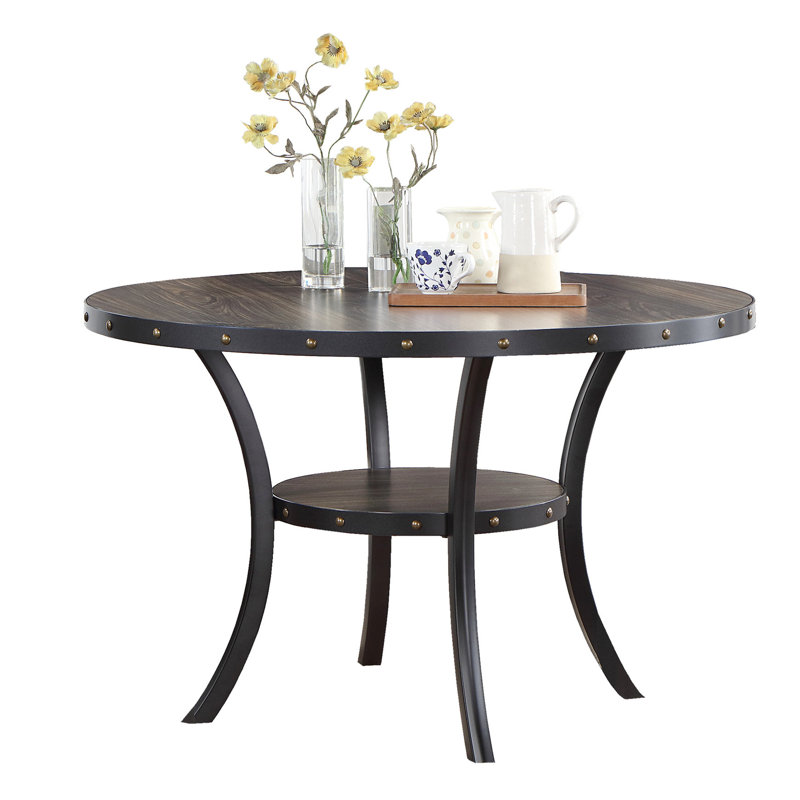 Table de salle à manger transitionnelle en bois naturel avec rangement pour utilisateur