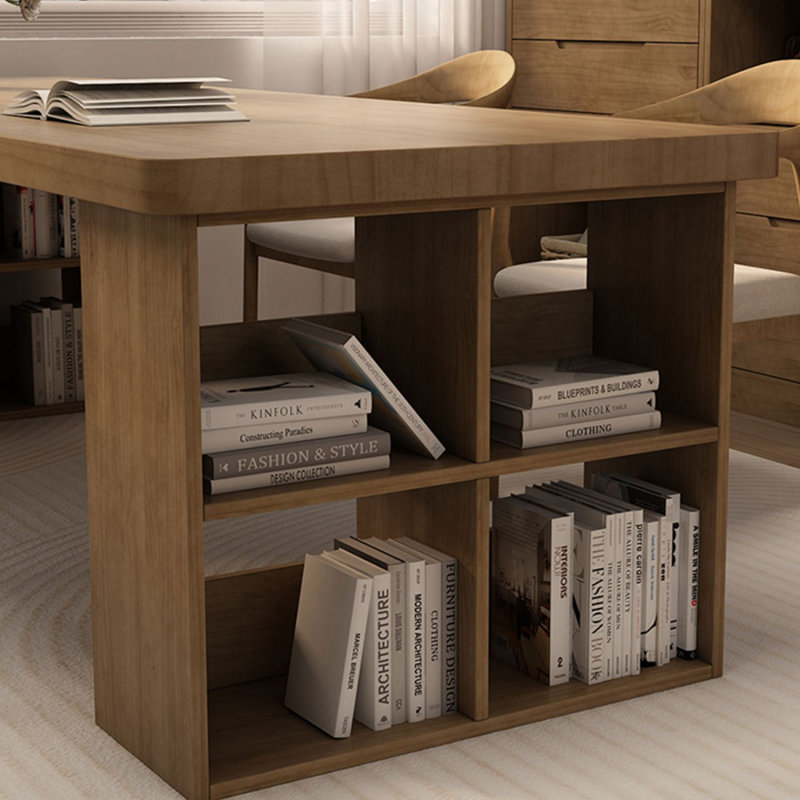 Bureau de direction rectangulaire en bois massif Burlywood, H 29,53 po x l 70,87 po x P 31,5 po