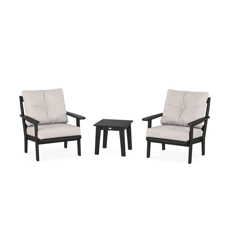 Mission 3-Piece Deep Seating Set, Dune Burlap , Black