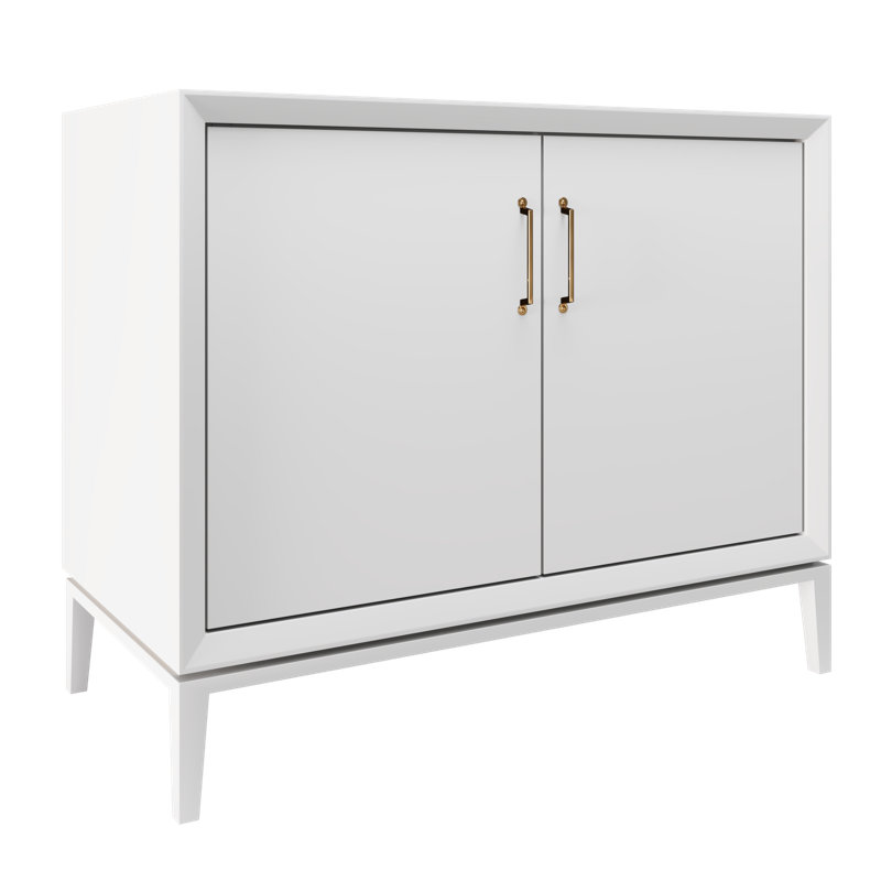 Alexandra Single Bath Vanity, Strong White, Satin Gold, 42"