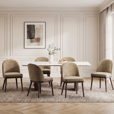 Wide Upholstered Solid Wood Dining Chairs