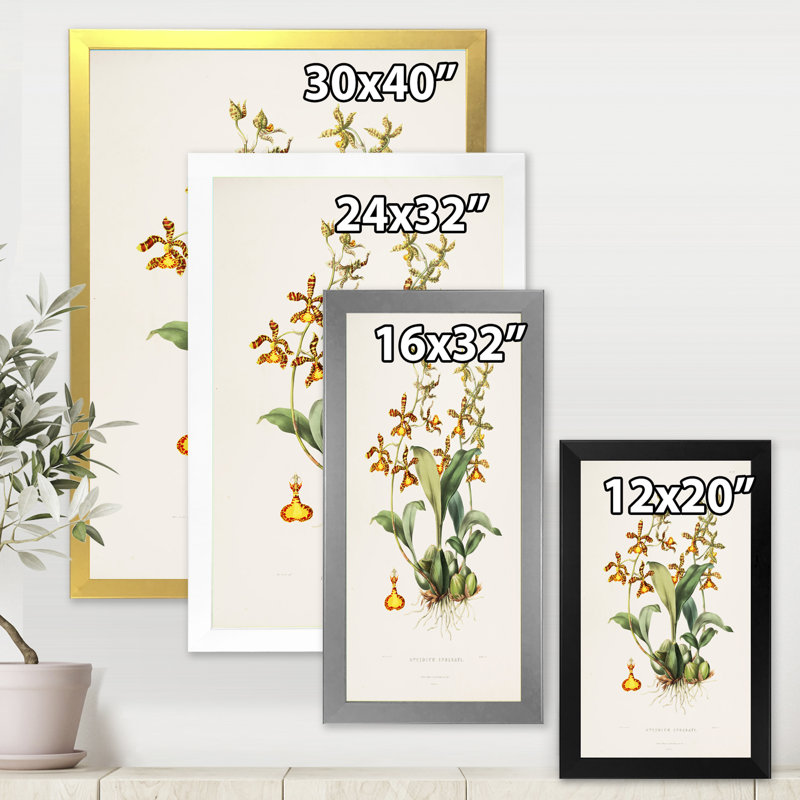 Fleur rétro I - peinture sur toile, H 40 po x l 30 po x 1,5 po, Cadre photo blanc