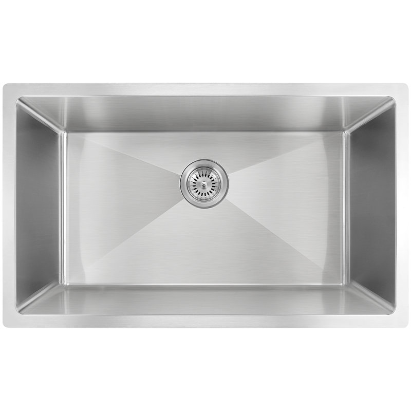 Daweier 33" L x 18" W  Handmade Undermount Single Bowl Stainless Steel Kitchen Sink