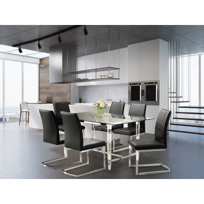 6 - Person Glass Top Four Leg Dining Set