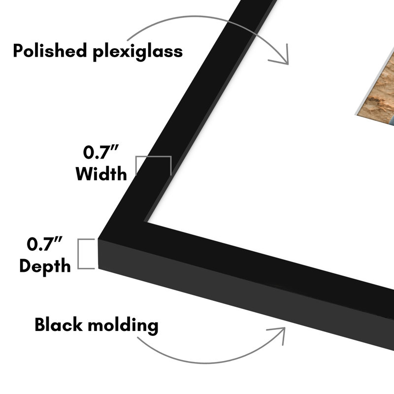  Cadre photo 24 x 30 - Utiliser comme cadre 13 x 19 avec passe-partout ou cadre 24 x 30 sans passe-partout - Cadre photo fin avec plexiglas poli - noir