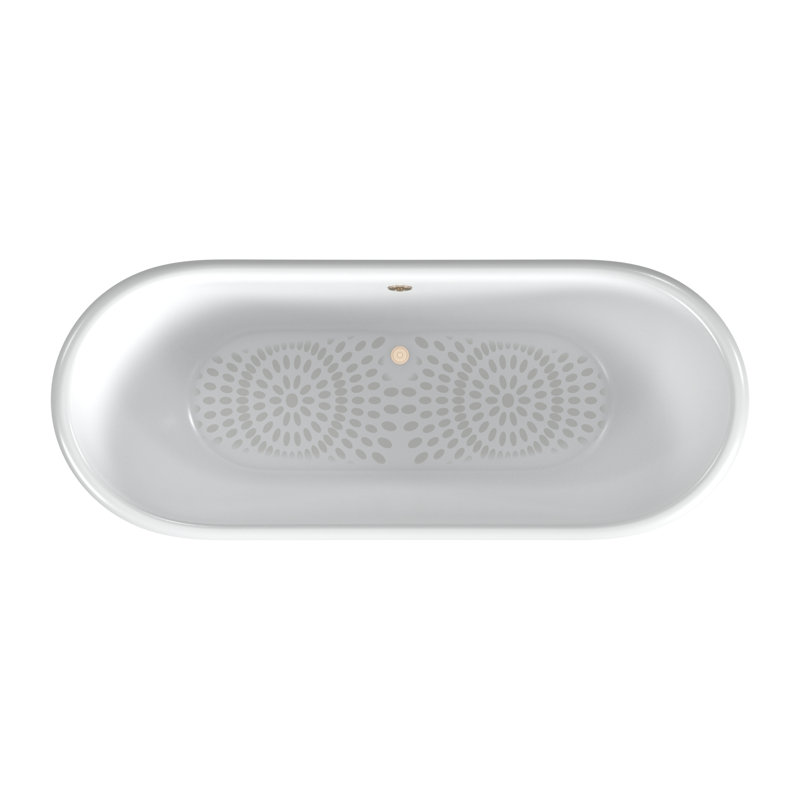 Winchester 68'' L Soaking Bathtub, White Interior with White Exterior, Brushed Nickel