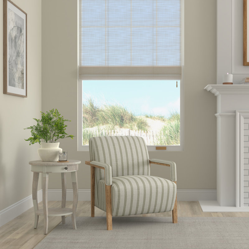 Chaise d'appoint moderne rembourrée avec structure en bois, Rayures sauges