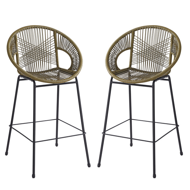 Faux patio, de 2, matériau en PE, conception ergonomique pour la détente, motif tissé élégant, cadre, facile à nettoyer et à utiliser dans des sièges confortables, différents espaces adaptés