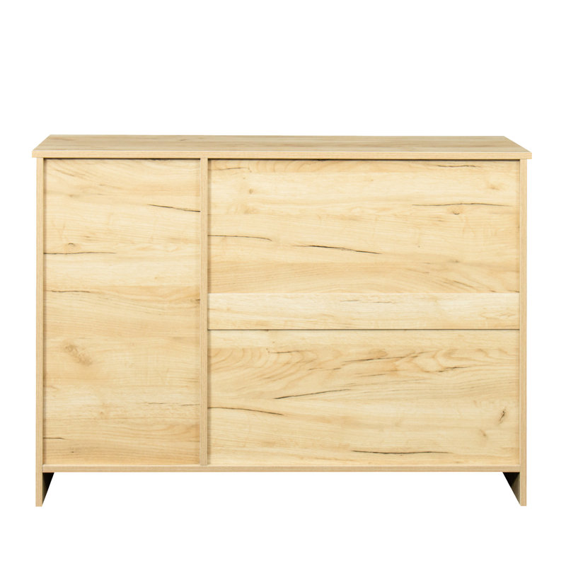 Buffet 43,3 pouces en chêne moderne pour le vestibule, salle à manger avec 2 portes, 1 rangement et tiroirs