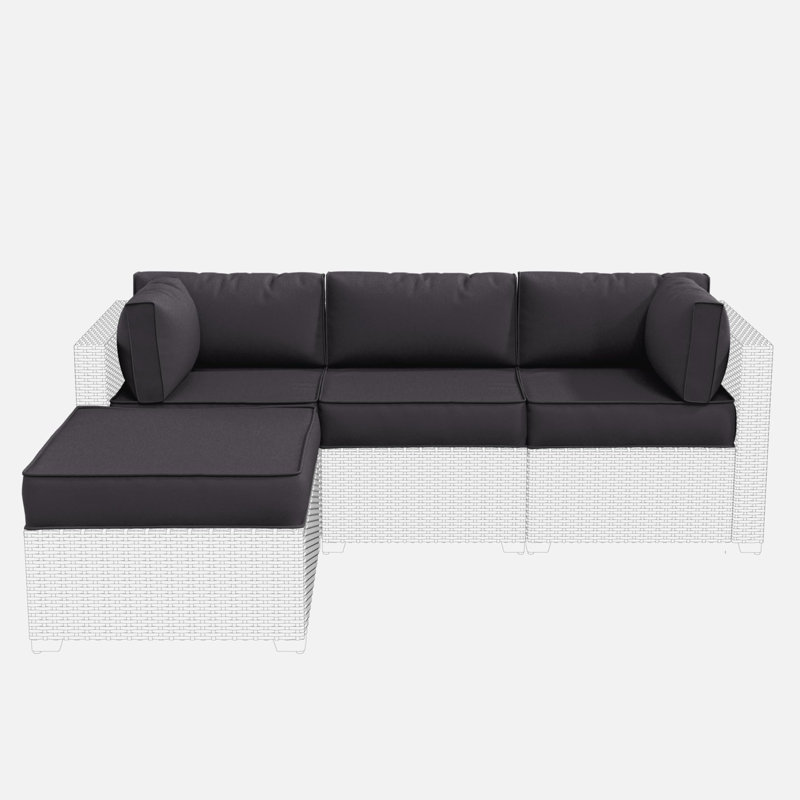 9-Piece Outdoor Replacement Cushion Set Seat/Back Cushion (Set Of 3 Seats , 5 Backs,  1 Footrest), Gray