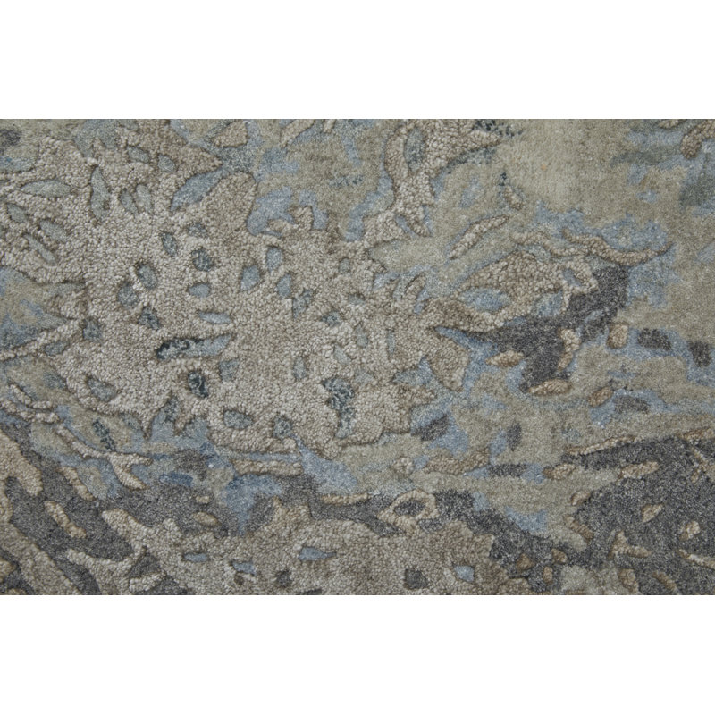 Zarah Modern Watercolor, Gray/Tan/Blue, 8' X 10' Area Rug, Rectangle 2' x 3'