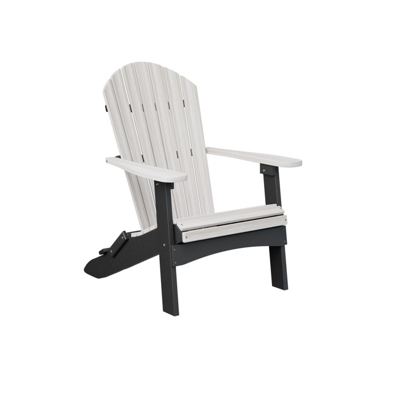 Berlin Gardens Comfo Back Folding Adirondack Chair, Seashell/Black