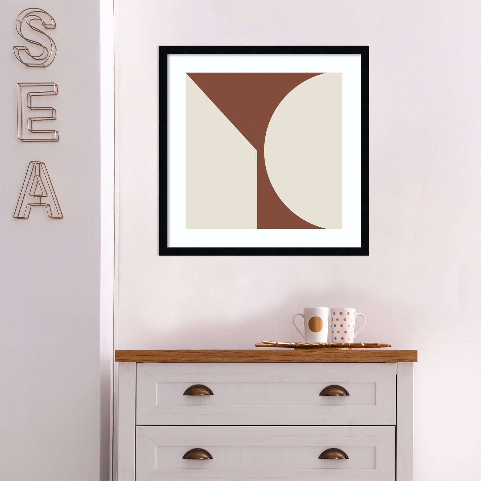 Alina "Minimal Max Mod I Hot Chocolate" Print, Black Framed, 21.25" H x 21.25" W x 0.8" D