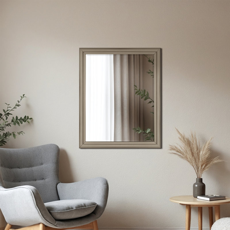 Head West Oil Rubbed Antique Brushed Nickel Framed Wall Mirror - 32" x 26", 32" x 26.25"