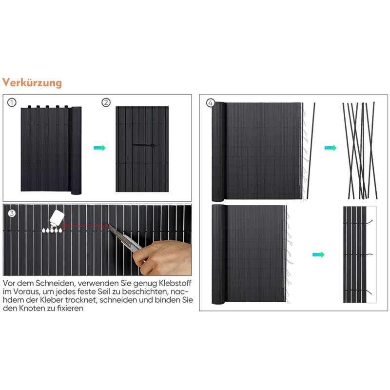 Arsha Black Composite Yard/Privacy Fence, 120cm H x 500cm W x 1.4cm D