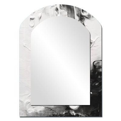 «White Twist Watercolor IV», peinture abstraite, miroir mural décoratif asymétrique