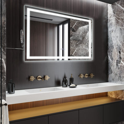 LED Lighted Bathroom Mirror - Wall Mounted Vanity Mirror with Front & Backlit, Anti-Fog, Dimmable 3-Color Touch, Memory, 20x28 inches