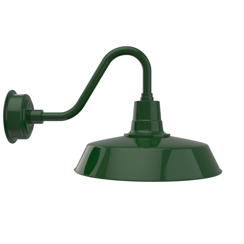 Lampe col de cygne extérieure, H 15 po x l 18 po x P 25,25 po, Vert rétro