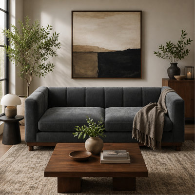 Modern Sofa Couch 78.7" Loveseat Sofa for Living Room, Apartment, and Small Space, Dark Grey